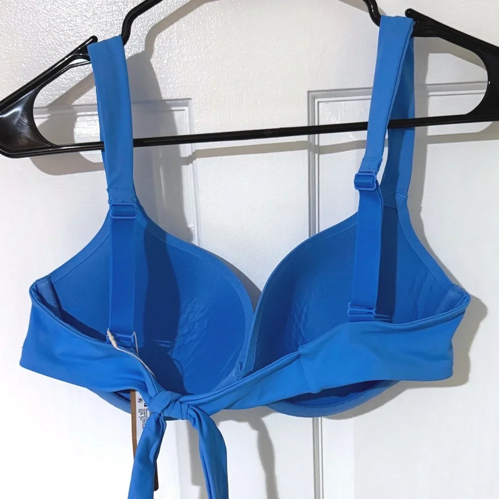 SKIMS Signature Swim Ultimate Push-Up Bikini Top Tide Blue BT-TOP-5727W Size 9